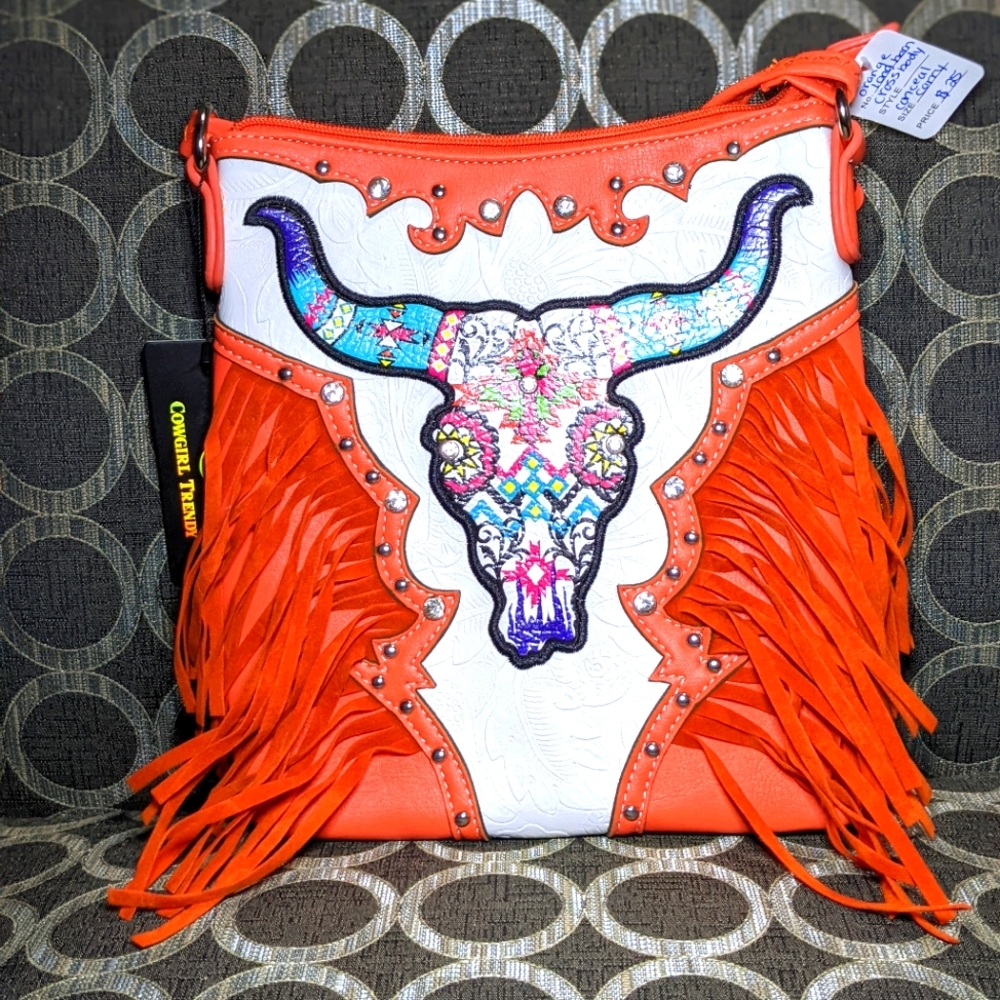 Sugar Skull longhorn crossbody bag